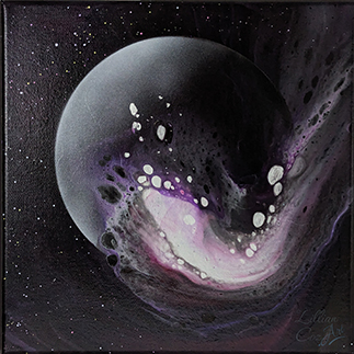 Fantasy Fluid Universe series - 12x12 -  Lillian Cozart, abstract artist, Wilton Manors, south florida artist, space art, fluid art