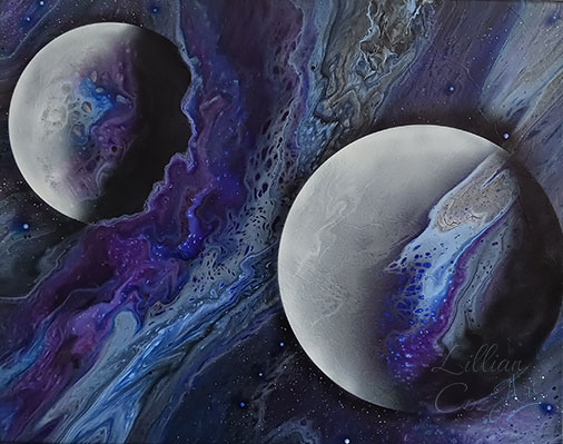 Fantasy Universe II - Galactic Dreamscape -  Lillian Cozart, abstract artist, Wilton Manors, south florida artist, space art, fluid art